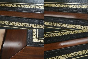 中古　美品　海外輸入品　マホガニー材　レザートップ(革)　Camerin(カメリン)　 VICTORIA COLLECTION(ヴィクトリアコレクション)　エレガントな英国様式プレジデントデスク(ニーホールデスク、両袖デスク、ワークデスク、在宅用、在宅ワーク)(R-061564)