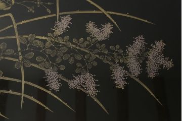 中古　美品　白峯作　伝統工芸　漆塗り　鎗金・沈金　高級感溢れる佇まいの座卓(ローテーブル、センターテーブル、食卓)(R-061565)