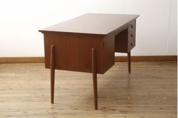 デンマークビンテージ　北欧家具　チーク材　両面使いできるパートナーデスク(両袖机、ワークデスク、オフィスデスク、在宅ワーク用、在宅用、ヴィンテージ)(R-061568)