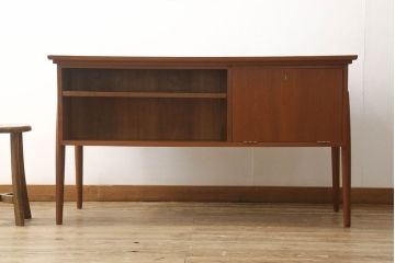 デンマークビンテージ　北欧家具　チーク材　両面使いできるパートナーデスク(両袖机、ワークデスク、オフィスデスク、在宅ワーク用、在宅用、ヴィンテージ)(R-061568)