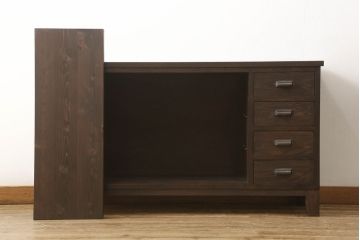 ラフジュ工房オリジナル　古建具リメイク　引き出し4杯付き　和モダンな脚付きローボード(収納棚、戸棚、サイドボード、リビングボード、キャビネット)(R-061577)