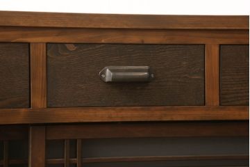 ラフジュ工房オリジナル　古建具リメイク　引き出し4杯付き　すりガラスがレトロな雰囲気を醸し出す脚付きサイドボード(収納棚、戸棚、テレビボード、テレビ台、リビングボード)(R-061578)