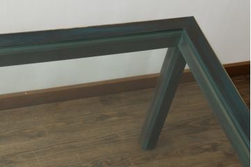 中古　バロッサバレンティ(VARO,S.A. VALENTI)　高級感漂うガラスのダイニングテーブル(食卓、4人掛け、6人掛け、店舗什器)(定価約68万円)(R-061584)