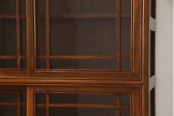 中古　超美品　希少サイズ　ニレ材　3尺薄型　すっきりとした佇まいが上品な水屋箪笥(食器棚、戸棚、収納棚、キャビネット)(R-061601)