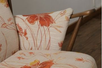 イギリスビンテージ　超美品　ERCOL(アーコール)　エバーグリーン　曲げ木のフレームが目を惹くハイバック2人掛けソファ(アームソファ、ラブソファ、二人掛け、ヴィンテージ、英国、北欧)(R-061602)