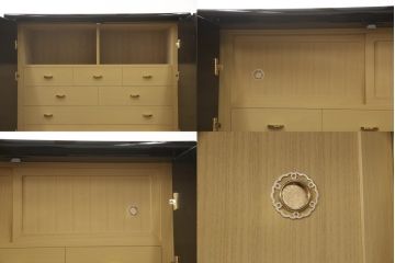 中古　香川漆器　伝統工芸士・小松庄一作　桐材　色彩豊かな漆絵が優美な存在感を放つ衣装箪笥(着物箪笥、収納箪笥、引き出し、桐箪笥、戸棚)(R-061615)