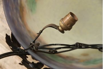 フランスアンティーク　アールヌーヴォー　ミューラー兄弟(Muller Freres Luneville)　美しいインテリアとしてもおすすめの4灯シャンデリア(ペンダントライト、吊り下げ照明、天井照明)(R-061616)