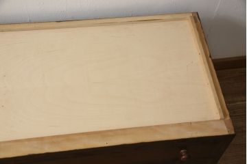 中古　松本民芸家具　天板リメイク　和・洋どちらにも取り入れやすい!シックな佇まいが魅力のローチェスト(ローボード、サイドチェスト、引き出し)(R-061621)