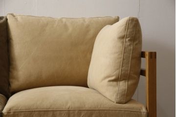 中古　美品　広松木工　リポーゾ(RIPOSO)　ソファ196　オットマン077　ピエトラ(Pietra)　オーク材　ナチュラルな風合いの3人掛けソファ+オットマンのセット(三人掛け、3P)(セット定価 約50万円)(R-061631)