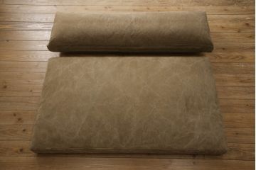 中古　美品　広松木工　リポーゾ(RIPOSO)　ソファ196　オットマン077　ピエトラ(Pietra)　オーク材　ナチュラルな風合いの3人掛けソファ+オットマンのセット(三人掛け、3P)(セット定価 約50万円)(R-061631)