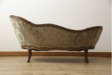 中古　カリモク家具(karimoku)　domani(ドマーニ)　Louis(ルイ)XVシリーズ　シェーズロング　流れる曲線が優雅なカウチソファ(二人掛け、2P、長椅子)(R-061635)