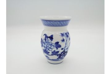 レア　ドイツ　マイセン　Meissen　ブルー　フラワー　美しい花をより引き立てる花瓶(フラワーベース、花器、西洋陶磁器、シリーズ不明)(R-061651)