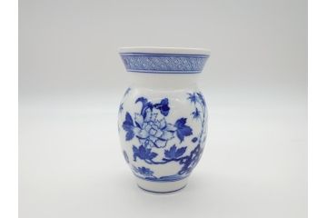 レア　ドイツ　マイセン　Meissen　ブルー　フラワー　美しい花をより引き立てる花瓶(フラワーベース、花器、西洋陶磁器、シリーズ不明)(R-061651)
