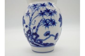 レア　ドイツ　マイセン　Meissen　ブルー　フラワー　美しい花をより引き立てる花瓶(フラワーベース、花器、西洋陶磁器、シリーズ不明)(R-061651)