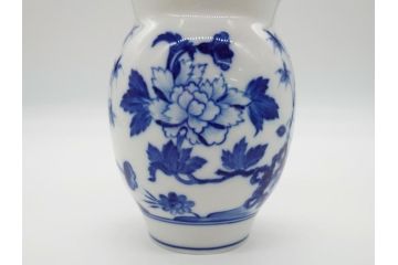 レア　ドイツ　マイセン　Meissen　ブルー　フラワー　美しい花をより引き立てる花瓶(フラワーベース、花器、西洋陶磁器、シリーズ不明)(R-061651)