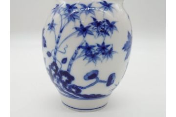 レア　ドイツ　マイセン　Meissen　ブルー　フラワー　美しい花をより引き立てる花瓶(フラワーベース、花器、西洋陶磁器、シリーズ不明)(R-061651)