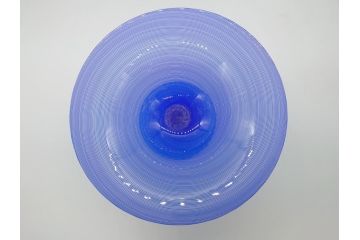 イタリア　ムラノガラス　Miyako&Gregg　Murauo　June2005　金彩　コンポート　ツイスト　ベネチアングラス　鮮やかなブルーカラーが存在感溢れるガラス鉢(ヴェネチアングラス、ムラーノガラス、ガラス工芸、作家物)(R-061652)