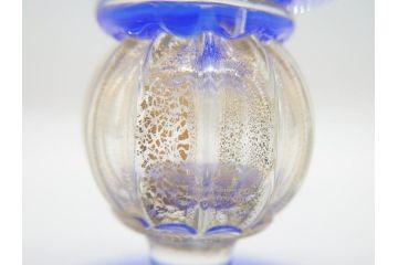 イタリア　ムラノガラス　Miyako&Gregg　Murauo　June2005　金彩　コンポート　ツイスト　ベネチアングラス　鮮やかなブルーカラーが存在感溢れるガラス鉢(ヴェネチアングラス、ムラーノガラス、ガラス工芸、作家物)(R-061652)