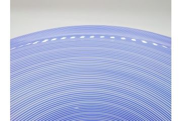 イタリア　ムラノガラス　Miyako&Gregg　Murauo　June2005　金彩　コンポート　ツイスト　ベネチアングラス　鮮やかなブルーカラーが存在感溢れるガラス鉢(ヴェネチアングラス、ムラーノガラス、ガラス工芸、作家物)(R-061652)