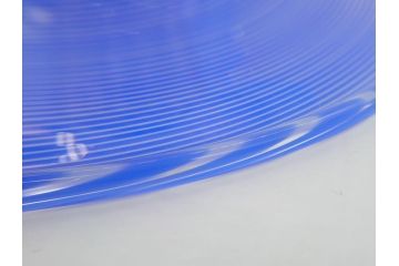 イタリア　ムラノガラス　Miyako&Gregg　Murauo　June2005　金彩　コンポート　ツイスト　ベネチアングラス　鮮やかなブルーカラーが存在感溢れるガラス鉢(ヴェネチアングラス、ムラーノガラス、ガラス工芸、作家物)(R-061652)