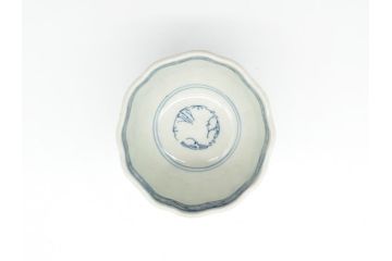 江戸後期　古伊万里　染付　線描き　孔雀文　蕎麦猪口3客セット(向付、湯呑、和食器)　(R-061655)