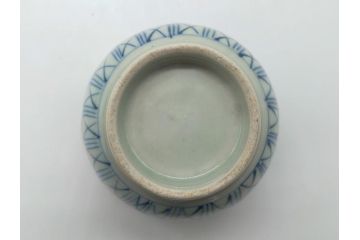 江戸後期　古伊万里　染付　線描き　孔雀文　蕎麦猪口3客セット(向付、湯呑、和食器)　(R-061655)