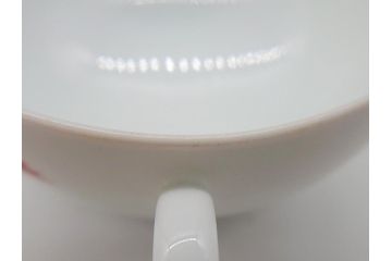 人間国宝　十四代　酒井田柿右衛門　錦　菊鳥文　紅葉椀　カップ&ソーサー(共箱付き、濁手、磁器、陶磁器、色絵、作家物、C&S)(R-061656)