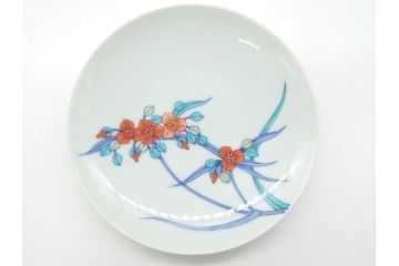 今泉今右衛門　色鍋島　今泉今右衛門窯　錦露草絵　紅葉椀　カップ&ソーサー(共箱付き、赤絵、色絵付、C&S)(R-061659)