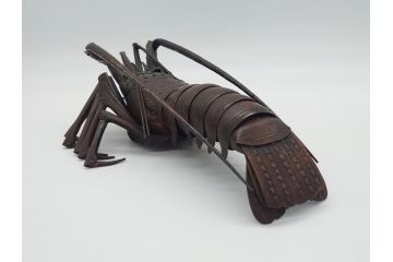 金工師　藤原弘美　銅　伊勢海老　自在置物　関節が動くとてもリアルな置物(工芸品、インテリア)(R-061662)