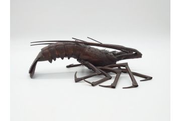 金工師　藤原弘美　銅　伊勢海老　自在置物　関節が動くとてもリアルな置物(工芸品、インテリア)(R-061662)