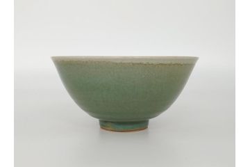 佐賀　年木庵　松本佩山　日恵窯　青瓷茶碗　5寸深鉢(小鉢、共箱付き、青磁茶碗、抹茶茶碗、平茶碗、茶道具、茶器、作家物)(R-061663)