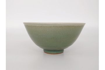 佐賀　年木庵　松本佩山　日恵窯　青瓷茶碗　5寸深鉢(小鉢、共箱付き、青磁茶碗、抹茶茶碗、平茶碗、茶道具、茶器、作家物)(R-061663)