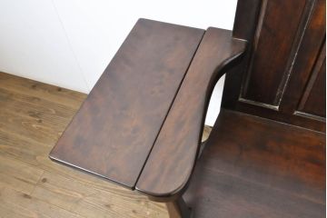 中古　松本民芸家具　シックな大人の空間を演出する羽根付ベンチ(長椅子、二人掛けベンチ、板座)(R-061665)