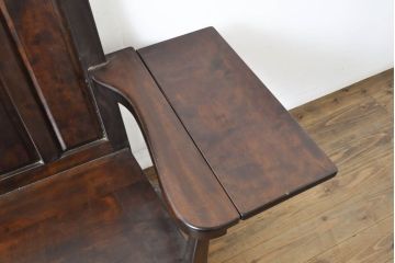 中古　松本民芸家具　シックな大人の空間を演出する羽根付ベンチ(長椅子、二人掛けベンチ、板座)(R-061665)