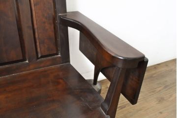 中古　松本民芸家具　シックな大人の空間を演出する羽根付ベンチ(長椅子、二人掛けベンチ、板座)(R-061665)
