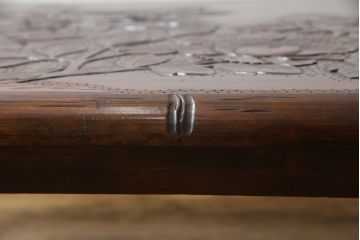 和製ビンテージ　大胆かつ繊細な彫刻が美しい日光彫りのローテーブル(座卓、リビングテーブル、センターテーブル、ヴィンテージ)(R-061671)