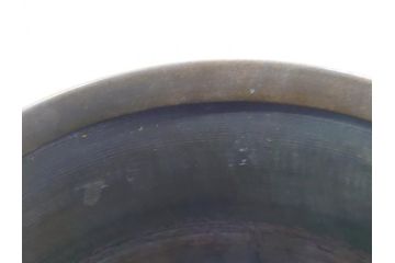 金工　三越　銅製　銀象嵌　竹笹図　花瓶(台座付き、花入、花器、贈呈品、茨城県酒造組合)(R-061674)