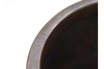 金工　三越　銅製　銀象嵌　竹笹図　花瓶(台座付き、花入、花器、贈呈品、茨城県酒造組合)(R-061674)