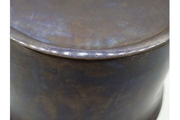 金工　三越　銅製　銀象嵌　竹笹図　花瓶(台座付き、花入、花器、贈呈品、茨城県酒造組合)(R-061674)
