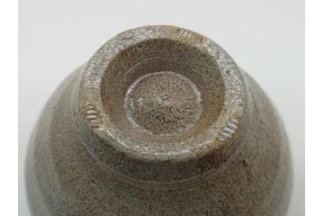 人間国宝　島岡達三　益子焼　塩釉象嵌縄文碗(共箱付き、茶碗、飯碗、民芸陶器)(R-061688)
