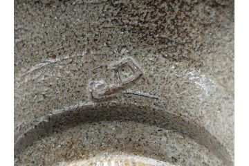 人間国宝　島岡達三　益子焼　塩釉象嵌縄文碗(共箱付き、茶碗、飯碗、民芸陶器)(R-061688)