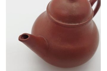 古玩　孟臣　工夫茶器　梨型　なめらかなフォルムが目を惹く朱泥急須1対(煎茶器、茶壷、茶道具、中国、唐物)(R-061690)