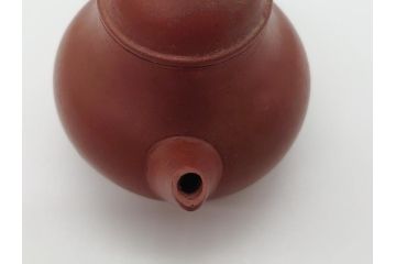 古玩　孟臣　工夫茶器　梨型　なめらかなフォルムが目を惹く朱泥急須1対(煎茶器、茶壷、茶道具、中国、唐物)(R-061690)