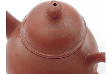 古玩　孟臣　工夫茶器　梨型　なめらかなフォルムが目を惹く朱泥急須1対(煎茶器、茶壷、茶道具、中国、唐物)(R-061690)