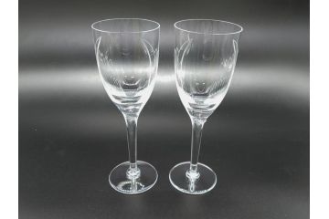 フランス　LALIQUE(ラリック)　アンジュ　天使　シャンパンフルート　上品で洗練されたワイングラス2客セット(1客は箱無し、Marc Lalique、マーク・ラリック、クリスタル)(R-061692)