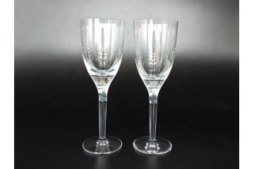 フランス　LALIQUE(ラリック)　アンジュ　天使　シャンパンフルート　上品で洗練されたワイングラス2客セット(1客は箱無し、Marc Lalique、マーク・ラリック、クリスタル)(R-061692)