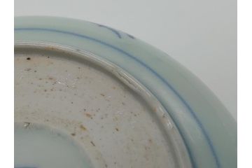 江戸期　古伊万里　染付　二重角福　花唐草文　繊細な絵柄に魅了される4.6寸なます皿2枚セット(渦福、牡丹、小皿、和食器)(R-061694)