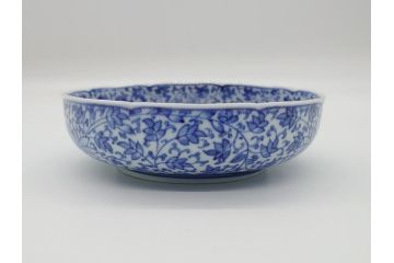江戸期　古伊万里　染付　二重角福　花唐草龍文　繊細な絵柄に魅了されるなます皿2枚セット(渦福、ドラゴン、小皿、和食器)(R-061695)