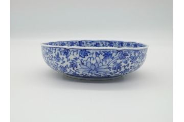江戸期　古伊万里　染付　二重角福　花唐草龍文　繊細な絵柄に魅了されるなます皿2枚セット(渦福、ドラゴン、小皿、和食器)(R-061695)