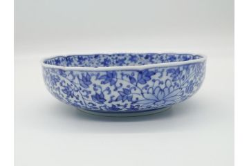 江戸期　古伊万里　染付　二重角福　花唐草龍文　繊細な絵柄に魅了されるなます皿2枚セット(渦福、ドラゴン、小皿、和食器)(R-061695)